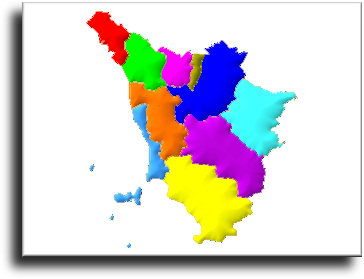 Cartina della Toscana con le varie province